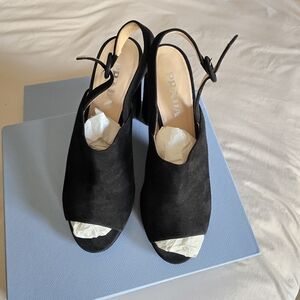 Prada Black Suede Platform Sandals